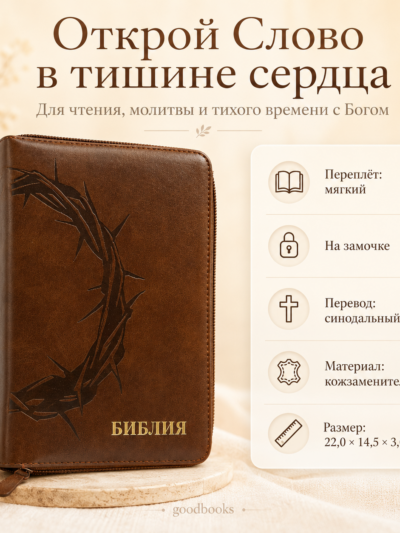 Библия в кожзаменителе коричневая на молнии | Синодальный перевод