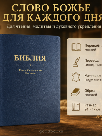 Библия в кожаном переплёте — синодальный перевод 24 × 17 см